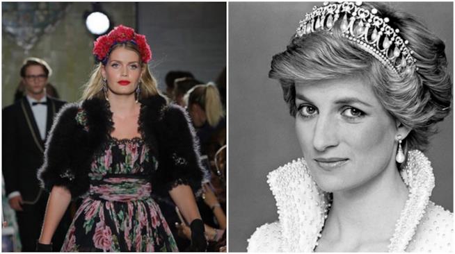 Kitty Spencer, nipote di Diana, fa la modella Kitty Spencer in passerella in un collage con Diana