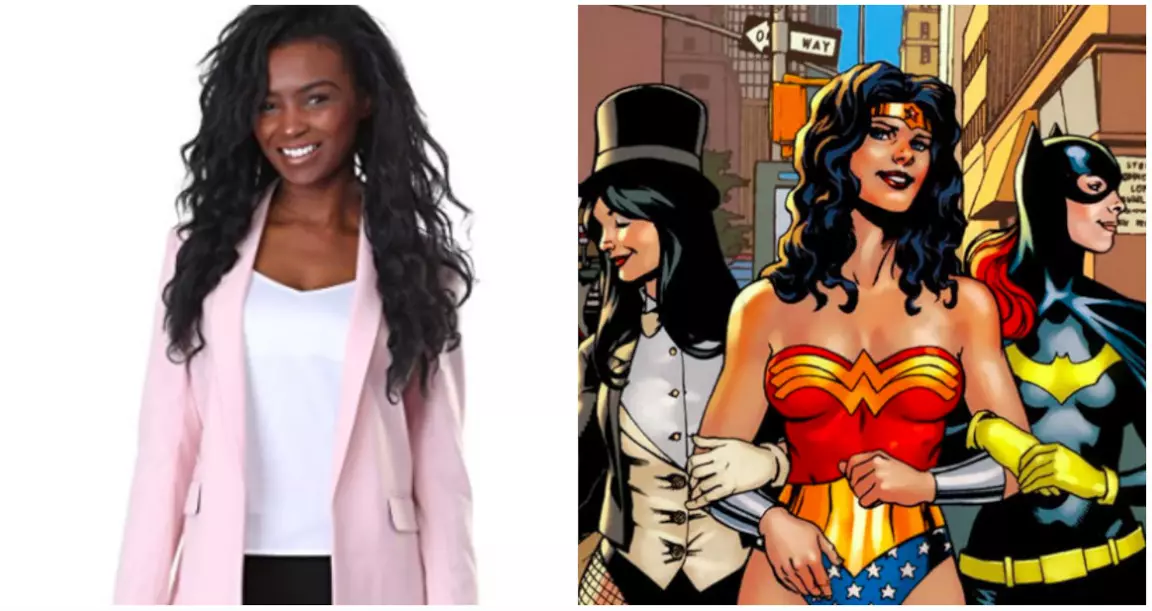 Un collage tra la giacca DC e le supereroine DC