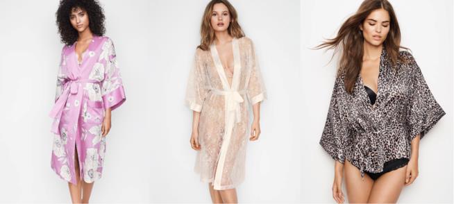 Long Satin Duster Kimono, Floral Lace Kimono e Satin Kimono Top I kimono di Victoria's Secret