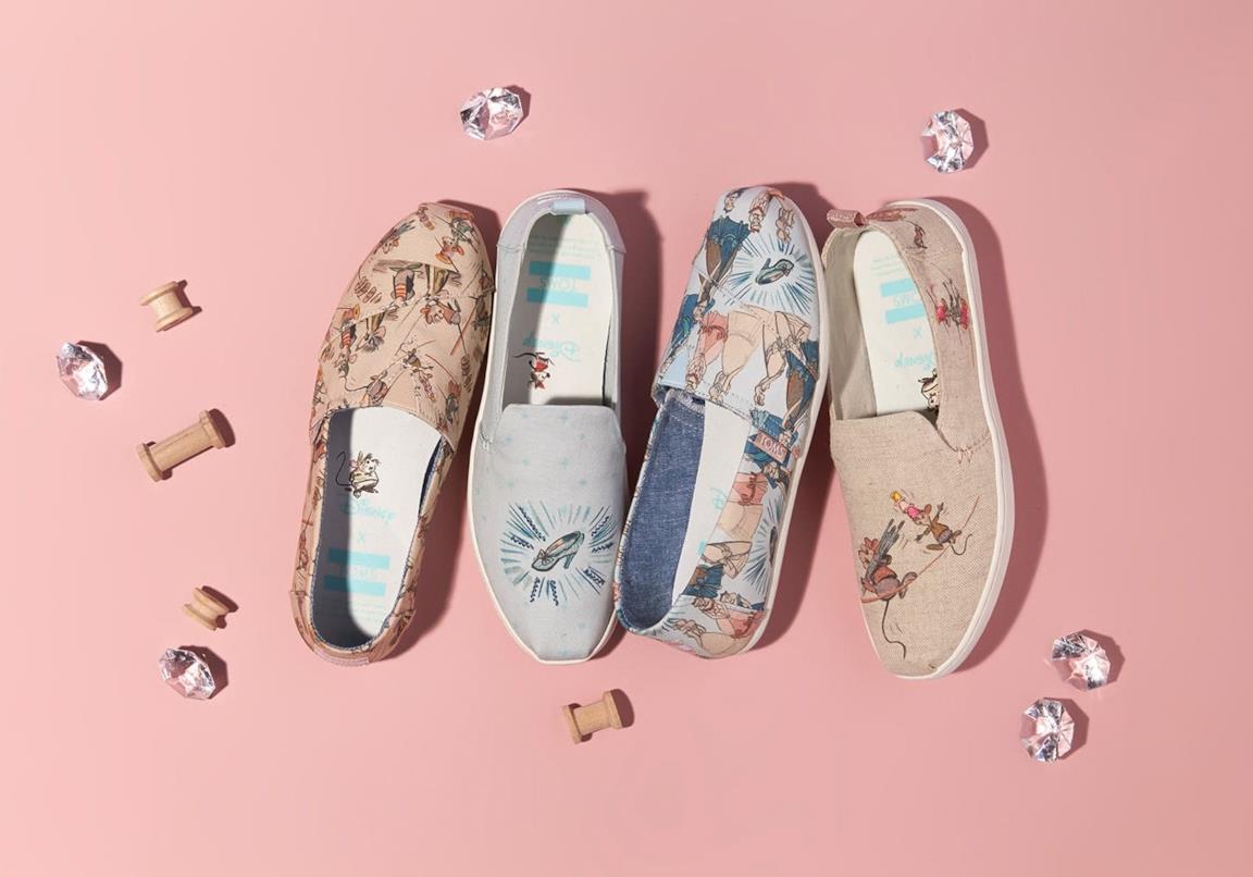 Alcuni dei modelli Disney x TOMS ispirati a Cenerentola