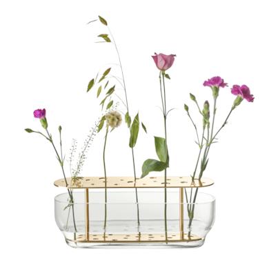 Vaso Ikebana Long - / Ottone & vetro - H 10 cm