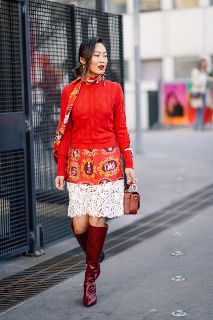 Stivali rossi Streetstyle 2019 Stivali rossi Parigi Fashion Week 2019