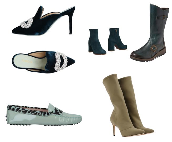 Stivali, stivaletti verde di moda per l'autunno inverno 2018-19 Scarpe in verde di tendenza per l'A/I 2018-19