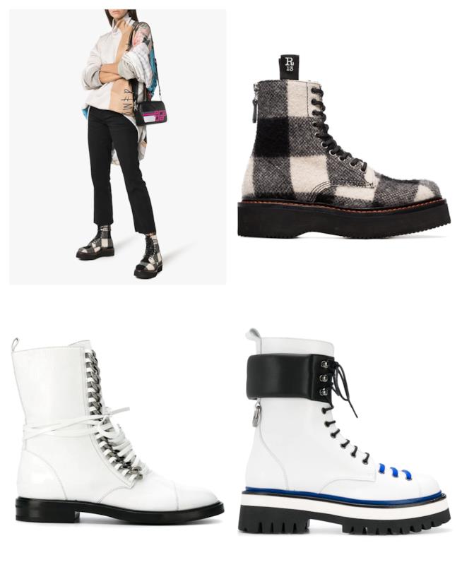 Anfibi bianchi di moda per l'autunno inverno 2018-19 Anfibi bianchi di tendenza per l'autunno inverno 2018-19