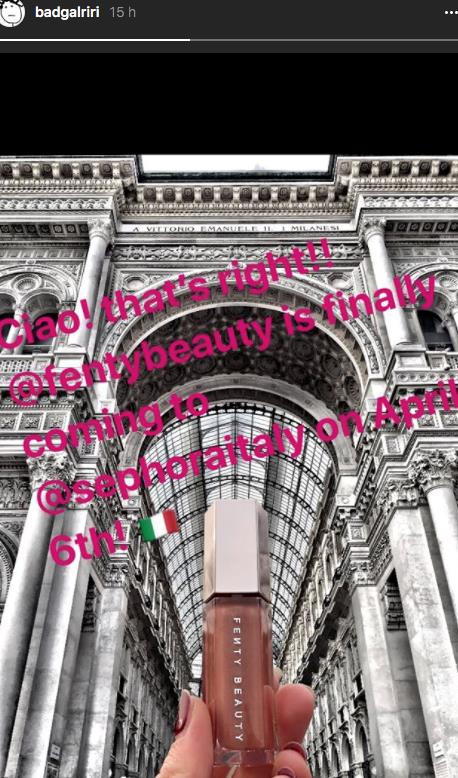 Fenty Beauty by Rihanna arriva in Italia L'annuncio di Rihanna su Instagram
