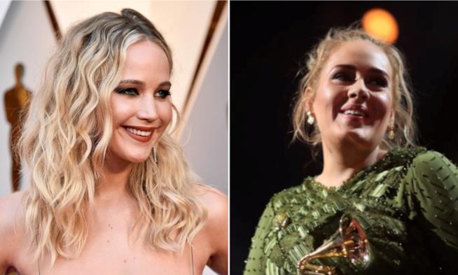 Jennifer Lawrence e Adele scatenate in un bar Jennifer Lawrence e Adele in un collage