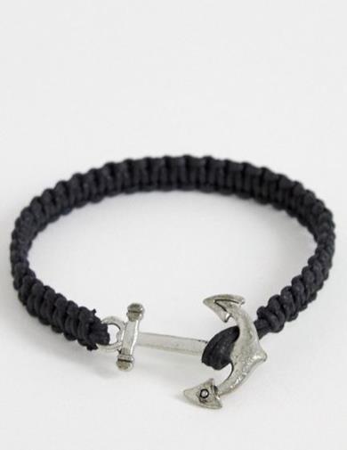 Bracciale nero con ancora