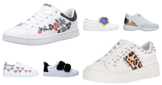 Sneakers bianche di moda per l'autunno 2018 Scarpe casual bianche di tendenza per l'autunno 2018