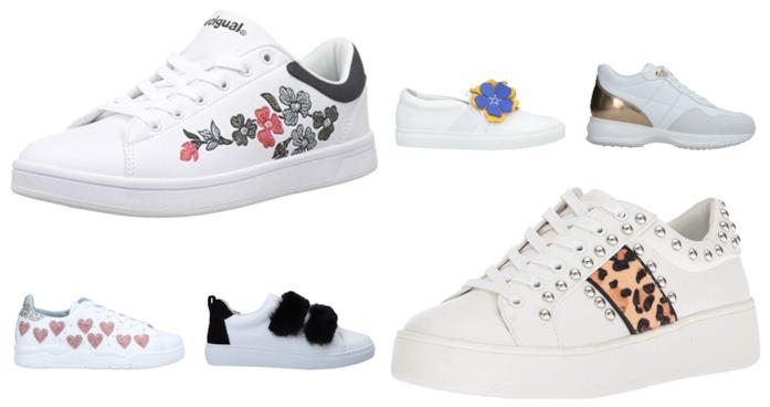 Sneakers bianche di moda per l'autunno 2018 Scarpe casual bianche di tendenza per l'autunno 2018