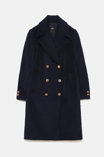 Cappotto doppiopetto con bottoni dorati
