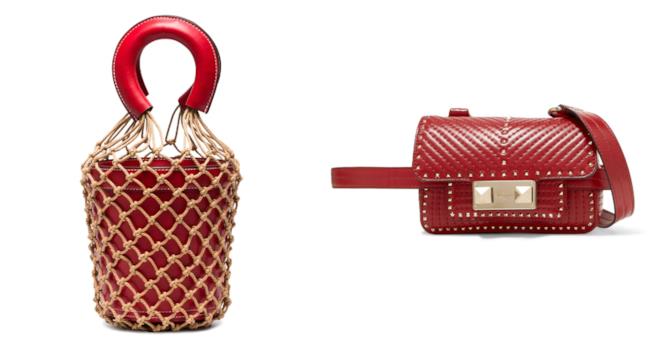 Secchiello e marsupio rosso di tendenza per l'estate e autunno 2018 In rosso, le borse di moda per l'estate e autunno 2018