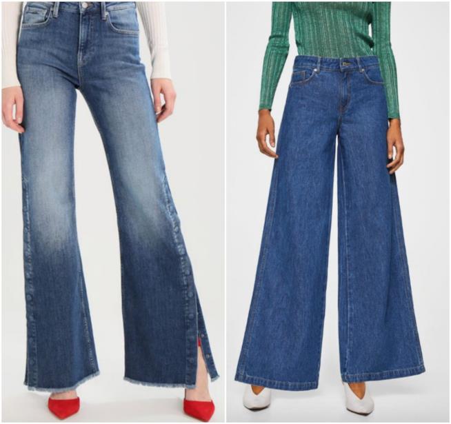 Pantaloni jeans flare Jeans a zampa, collage
