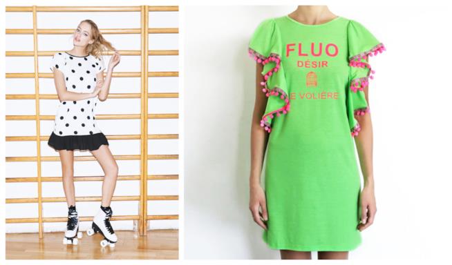 Vestiti t-shirt con le stampe a pois e nei colori fluo di moda per l'estate 2018 Abiti t-shirt con le stampe di tendenza per l'estate 2018
