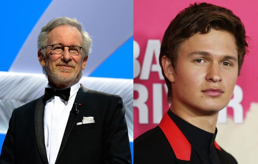 Steven Spielberg e Ansel Elgort Il regista Steven Spielberg e l'attore Ansel Elgort