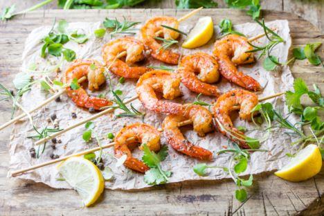 Gamberoni al forno con crema al marsala Gamberoni al forno