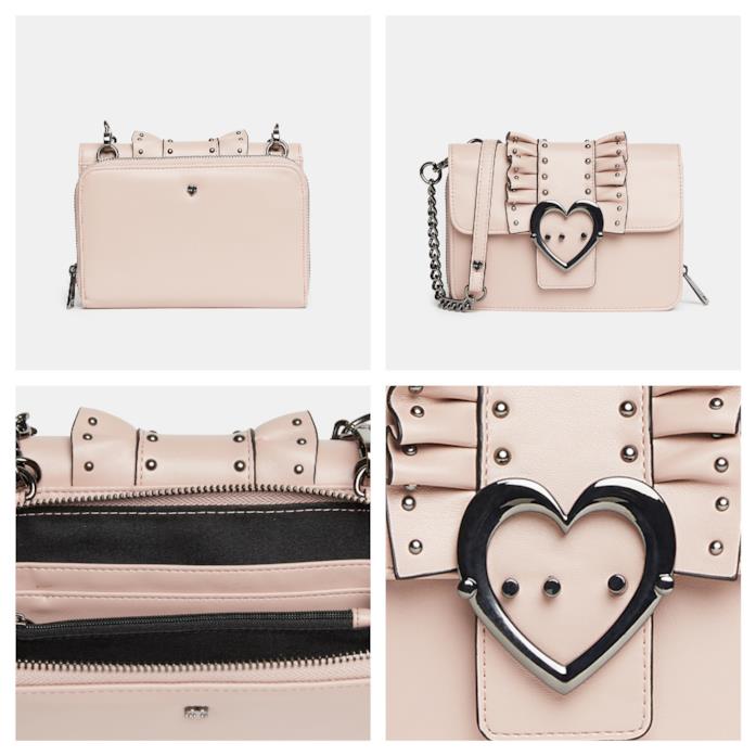 Mini bag rosa con chiusura a cuore di moda per l'autunno inverno 2018-2019 Borsa piccola di tendenza per l'autunno inverno 2018-19