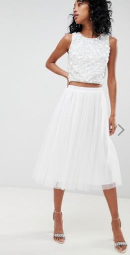 Gonna midi in tulle bianca