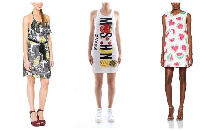 Vestiti corti con la stampa della frutta moda estate 2018 Con la frutta, i vestiti corti di tendenza estate 2018