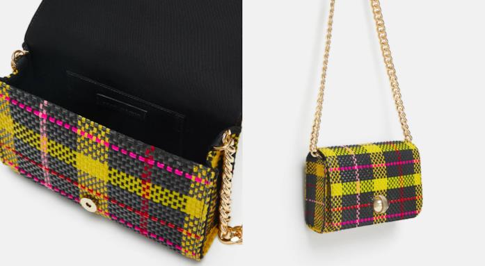 Borsa a tracolla a quadri multicolore di moda per l'inverno 2018 Shoulder bag a quadri di tendenza per l'inverno 2018