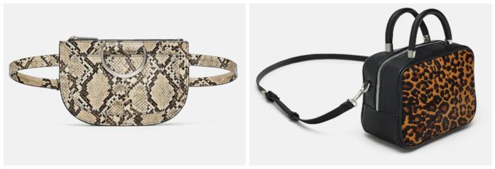 Marsupio e borsa a tracolla con la stampa animalier di moda per l'autunno inverno 2018-19 Le borse con la stampa animalier di tendenza per l'autunno inverno 2018-19
