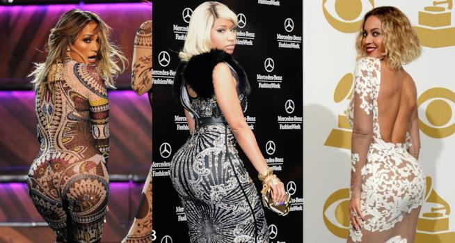Jennifer Lopez, Nicki Minaj e Beyonce Jennifer Lopez, Nicki Minaj e Beyonce sfoggiano il fondoschiena