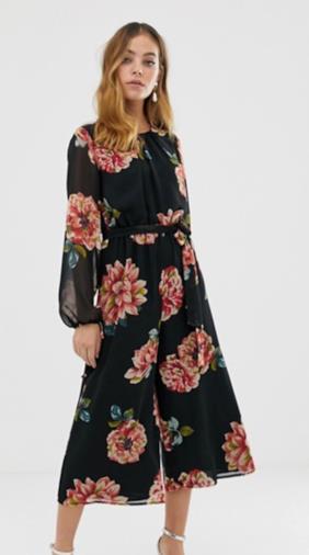 Tuta jumpsuit lunga con vivace stampa a fiori