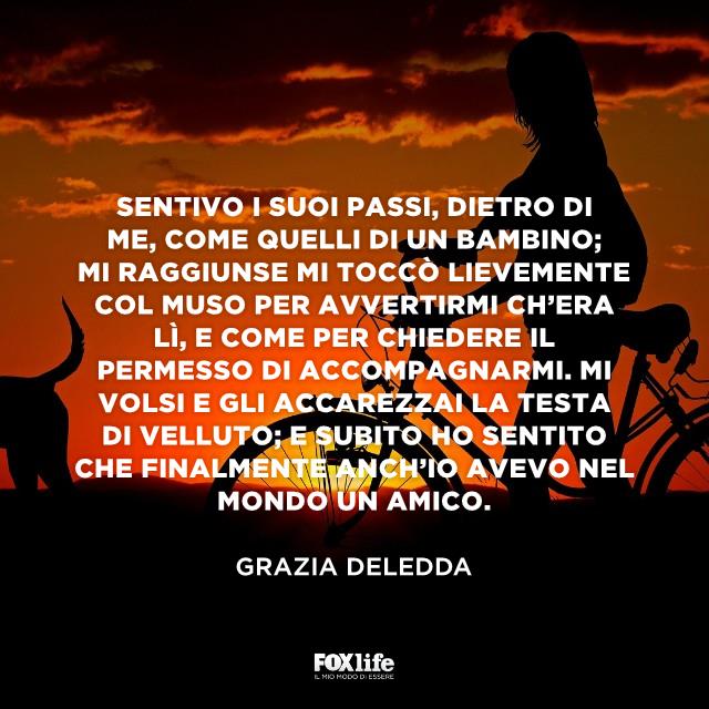 Citazione Deledda Donna in penombra va in bici seguendo il proprio cane