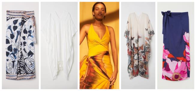 Caftani e sarong abbigliamento mare estate 2018 Con la stampa floreale, i caftani e sarong di tendenza per l'estate 2018