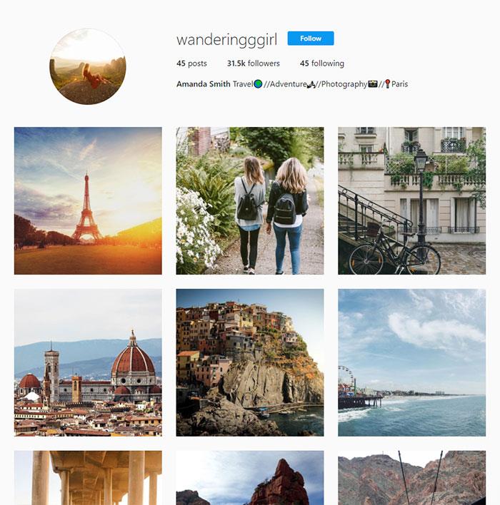 Il finto profilo di wanderinggirl Un account falso su Instagram
