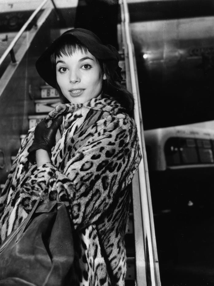 Elsa Martelli 1956 Elsa Martinelli, wearing a hat and leopard print coat, as she arrives at London Airport, February 17th 1956