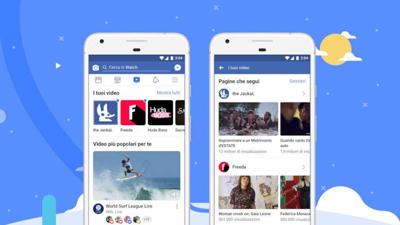 Schermate esemplificative di Facebook Watch Facebook Watch