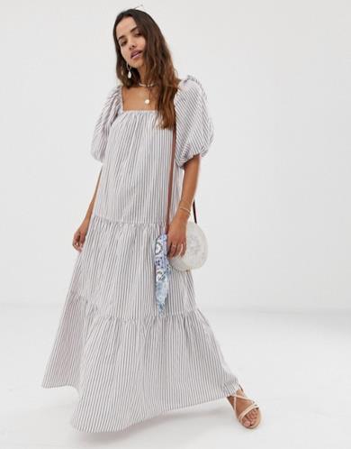 Maxi dress con maniche a palloncino