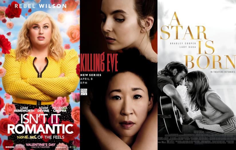 Le locandine di Non è romantico?, Killing Eve e A Star Is Born I poster di Non è romantico?, Killing Eve e A Star Is Born