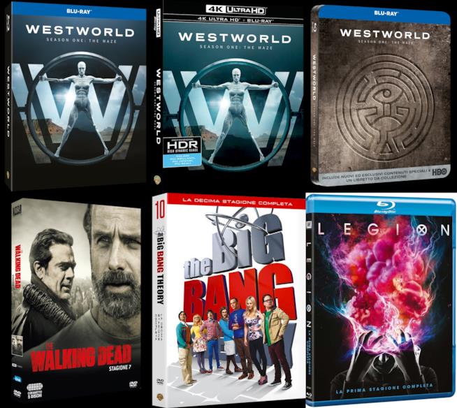 Westworld, Big Bang Theory, The Walking Dead, Legion edizioni home video di Westworld, Big Bang Theory, The Walking Dead, Legion
