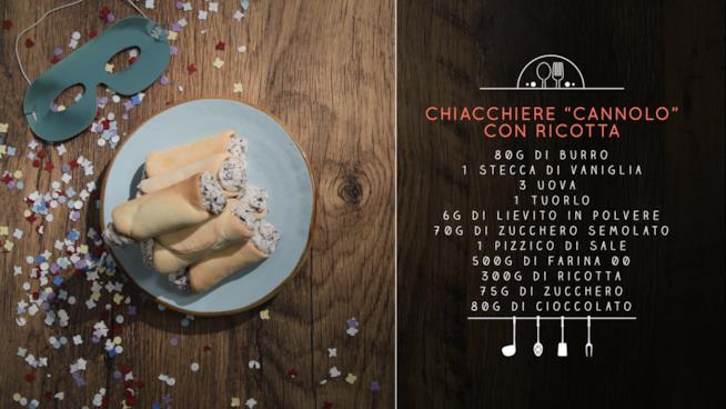 Chiacchiere cannolo con crema di ricotta e cioccolato Chiacchiere cannolo con la ricotta