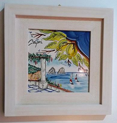 Quadro in ceramica con cornice in legno