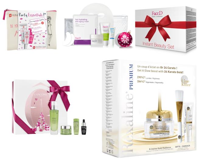 prodotti per il viso in confezioni natalizie cofanetti natalizi di lancome, rexaline, face D e Erborian