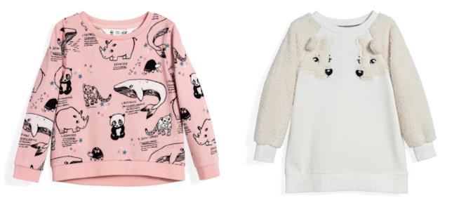 Felpe della collezione H&M e WWF per bambini autunno 2018 Morbide felpe per le bambine di moda per l'autunno 2018
