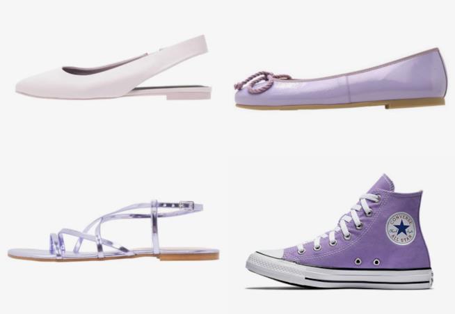 Scarpe lavanda basse Sandali ballerine Converse basse lavanda