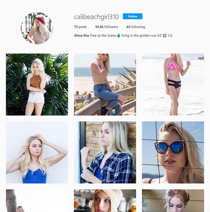 Il finto profilo di calibeachgirl un finto profilo Instagram