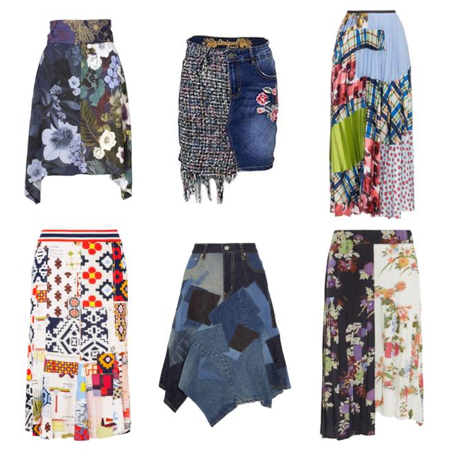 Gonne mini e lunghe con il motivo patchwork di tendenza per l'estate e l'autunno 2018 Le gonne patchwork di moda per l'estate e l'autunno 2018