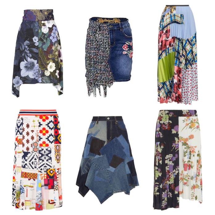Gonne mini e lunghe con il motivo patchwork di tendenza per l'estate e l'autunno 2018 Le gonne patchwork di moda per l'estate e l'autunno 2018