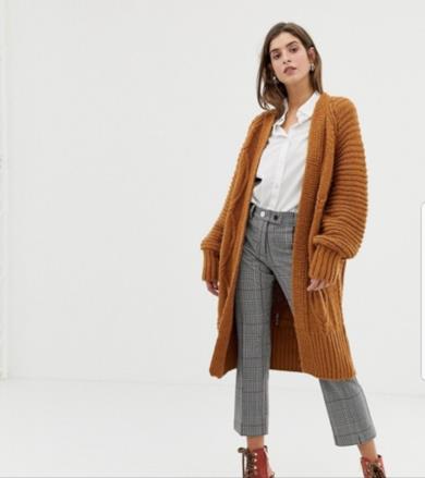 Cardigan oversize lungo color toffee