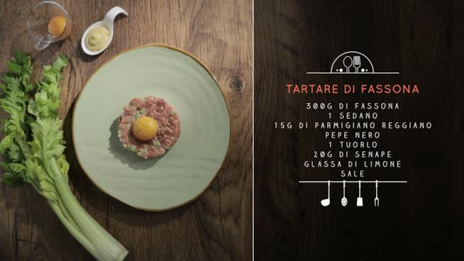 Tartare di fassona con salsina di senape e glassa di limone Tartare di fassona
