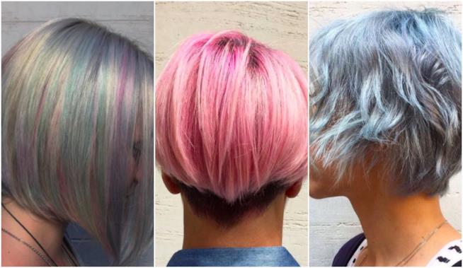 Capelli corti, colorati e sfumati: idee e trend hairstyle Un collage di pixie cut e corti colorati