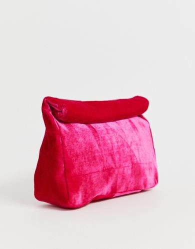 Pochette rolltop in velluto