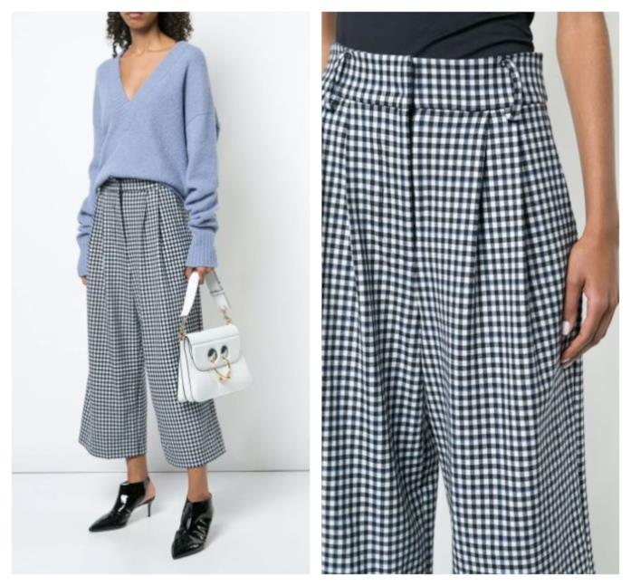 Pantaloni a quadretti bianco e nero di moda per l'autunno 2018 Bianco e nero i pantaloni cropped a quadretti