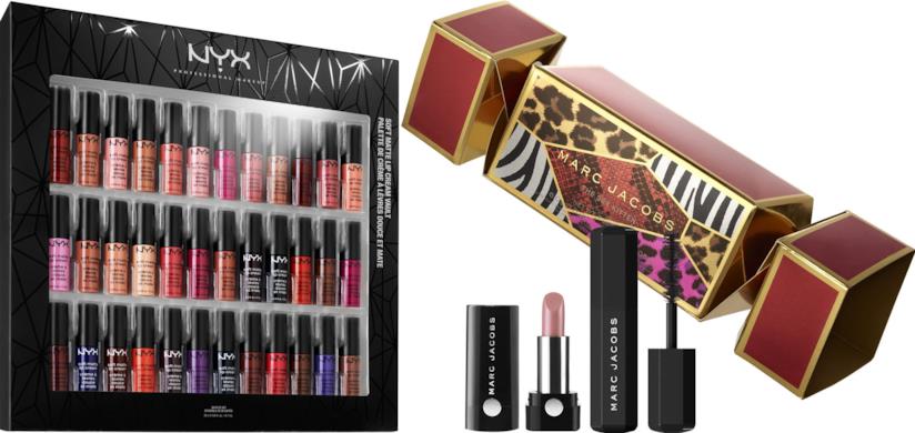 Cofanetti natalizi per il make-up Cofanetto di rossetti Nyx e XMas Cracker di Marc Jacobs