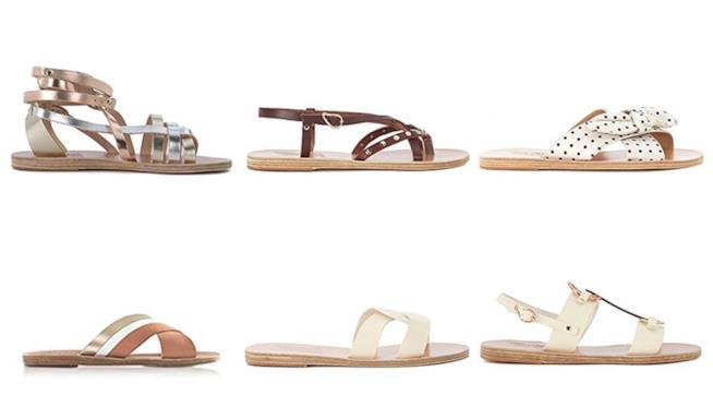 Sandali flat nei colori naturali moda mare Positano estate 2018 Sandali bassi beige, avorio e bianco di moda estate 2018