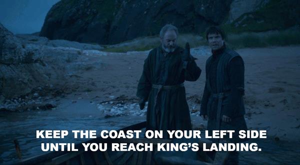 Davos e Gendry Davos spiega a Gendry come arrivare ad Approdo del Re
